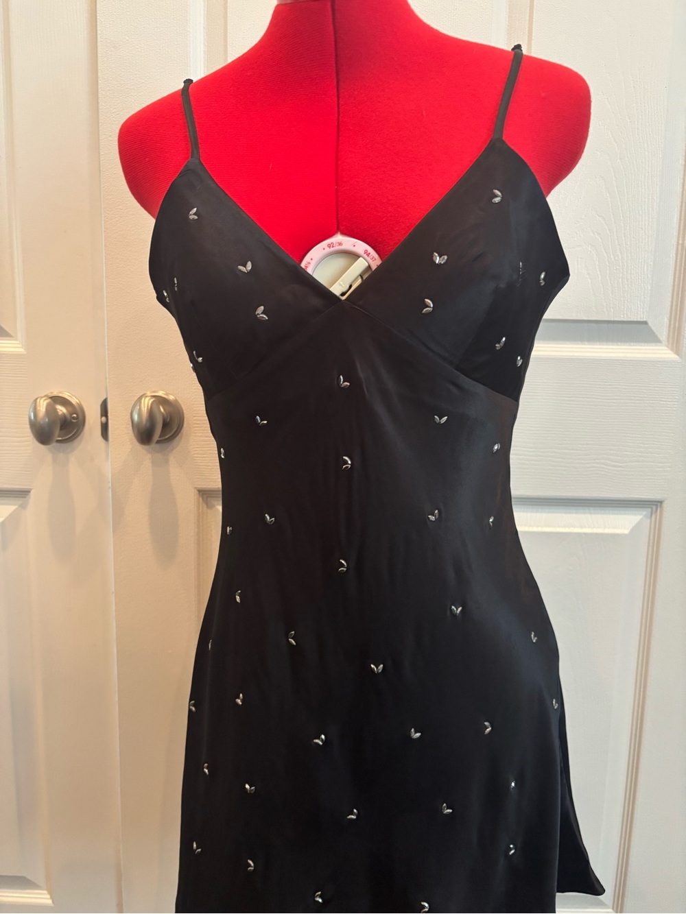 Zara Black Satin Slip Dress with silver